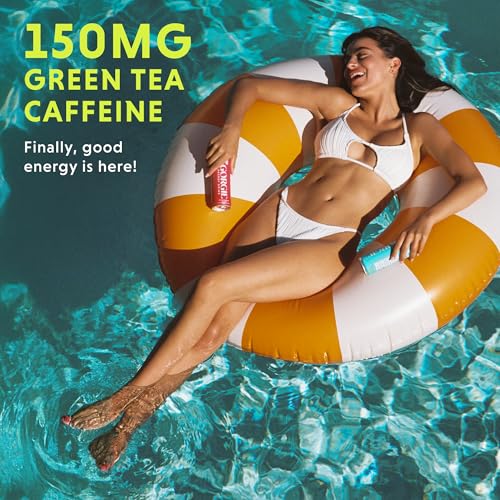 GORGIE Original Variety Sugar-Free Natural Energy Drink Sparkling Pack of 12 - Green Tea, Biotin, B Vitamins, 150mg Caff